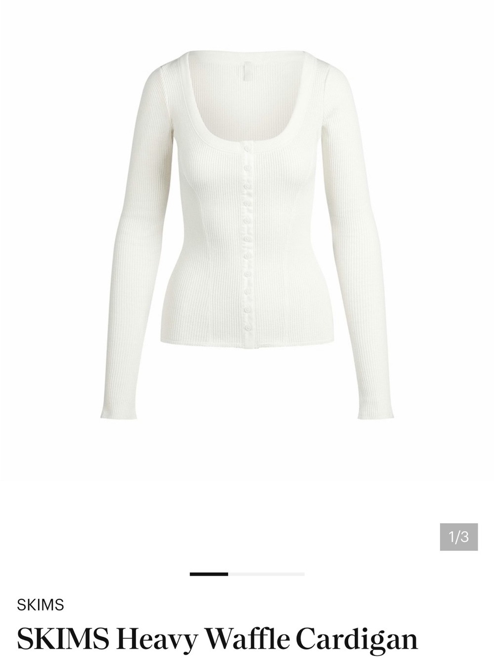 Skims heavy waffle cardigan ivory medium